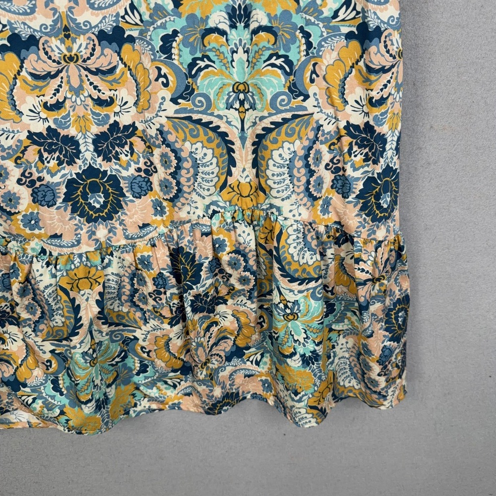 Tyler Boe Dress Womens Medium Blue Floral Boho Sleeveless Shift Ruffle Hem - Picture 3 of 11